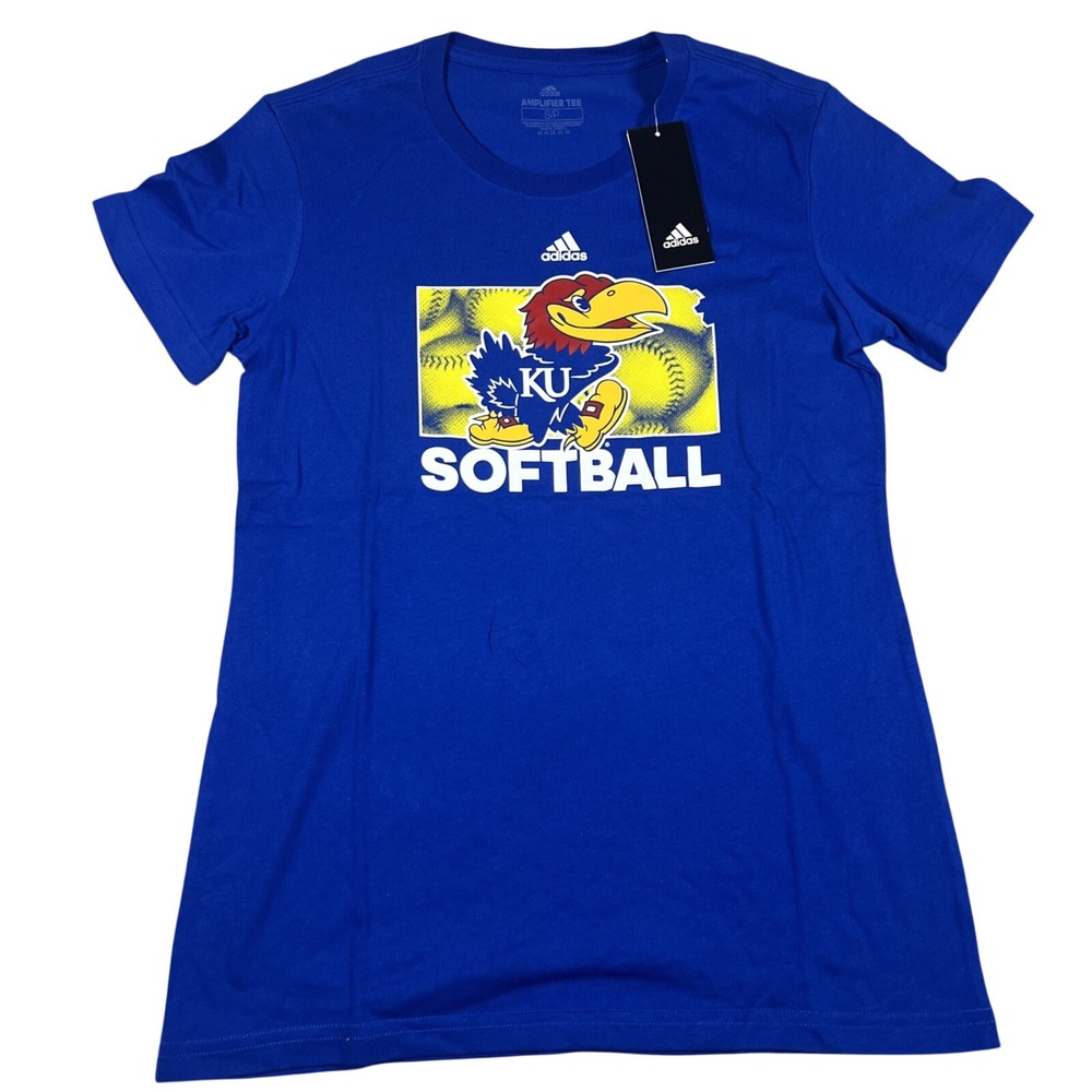 Adidas Kansas‎ Jayhawks Women Softball Amplifier Tee Royal Blue S NWT NCAA Shirt